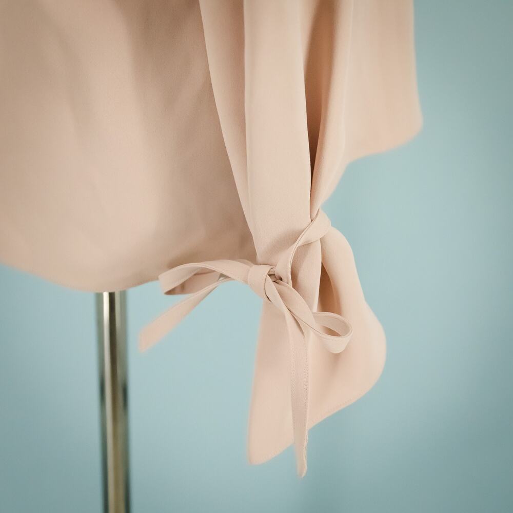 Theory Size Small S Pink Tie Sleeve City Drape Button Front Down Long Sleeve Top - Picture 2 of 7